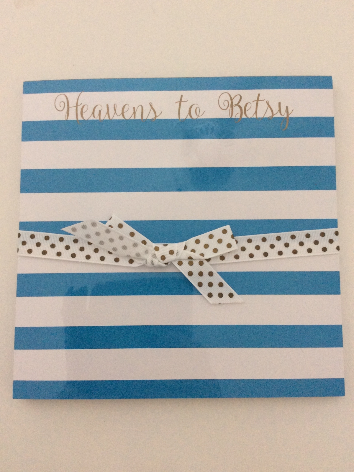 Heavens To Betsy Mainstreet Collection Blue & White Stripe 8”x 8” Notepad