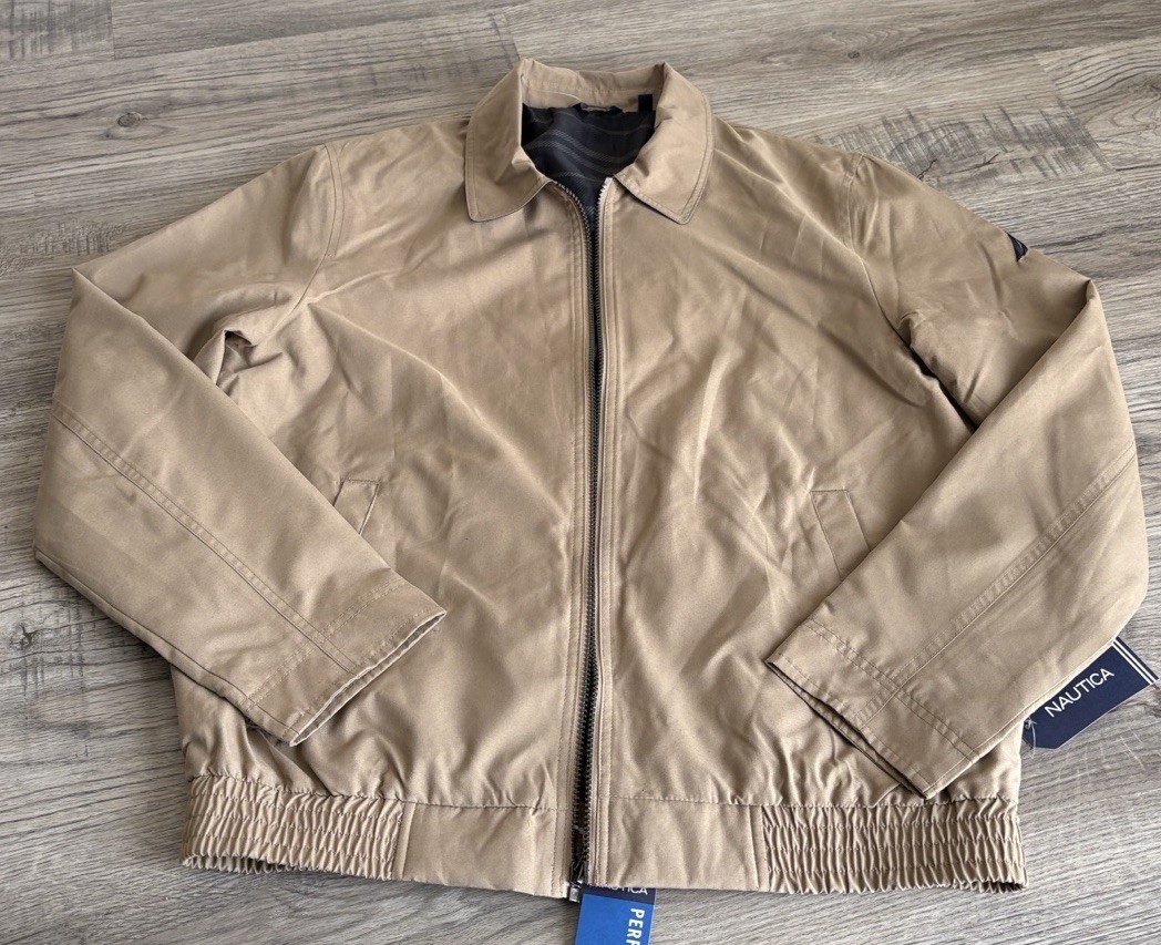 Nautica Performance Wind and Water Resistant Khaki Jacket Size Medium NWT