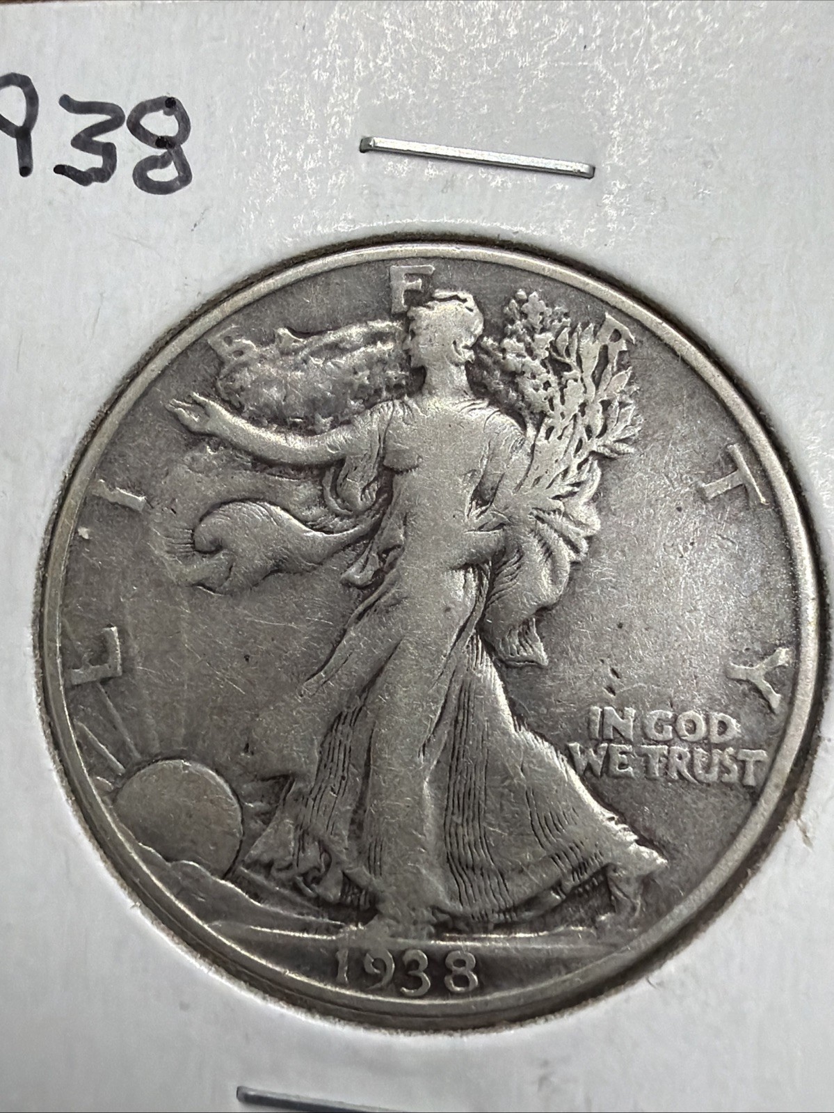 1938 Walking Liberty Half Dollar 50c Silver Actual Coin VF For Collection