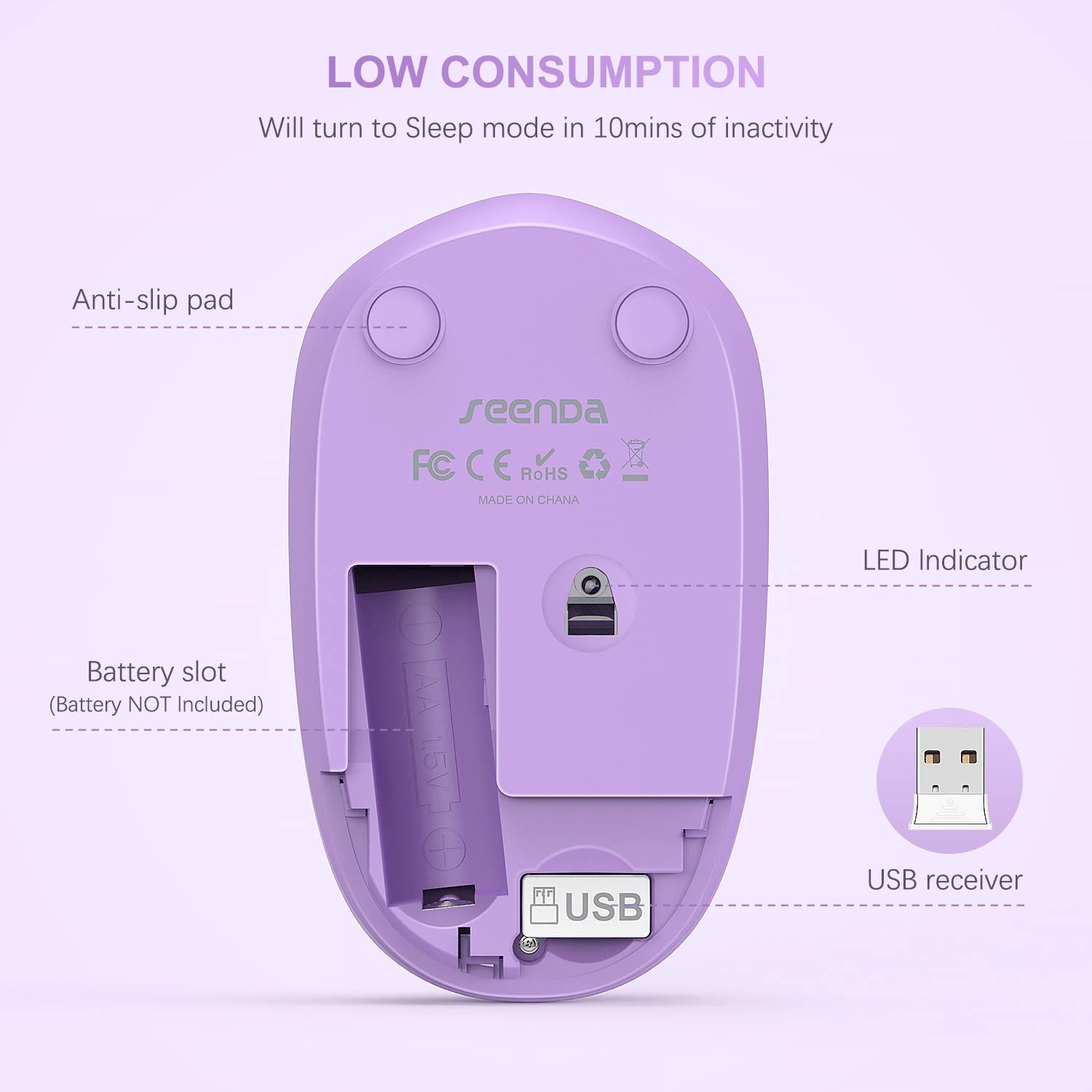 Seenda Wireless Mouse, 2.4G Noiseless Portable Computer Mouse for PC, Tablet,...