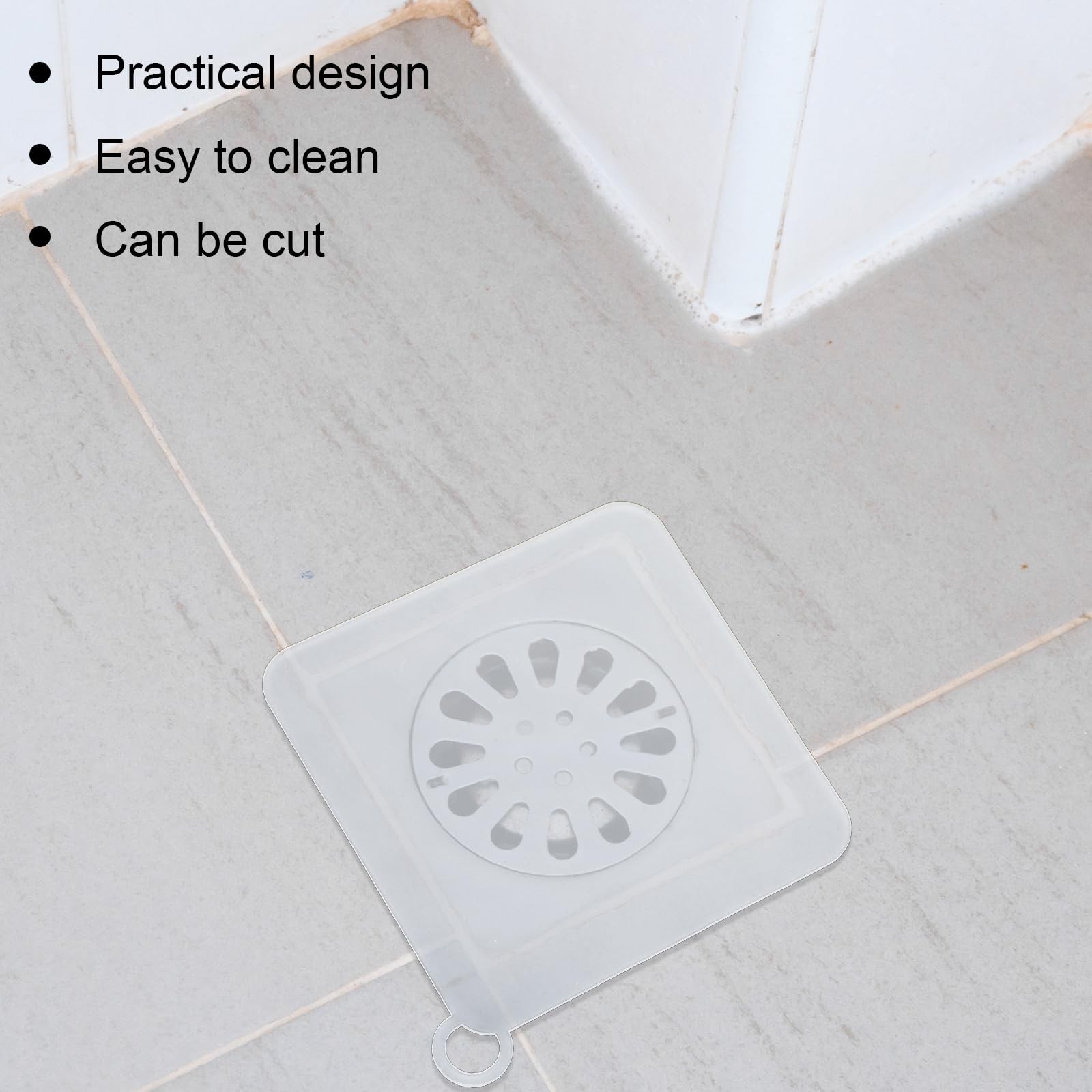 2 Pieces Floor Drain Cover Silicone Tub Stopper, 6x6 Inch Anti-Odor White