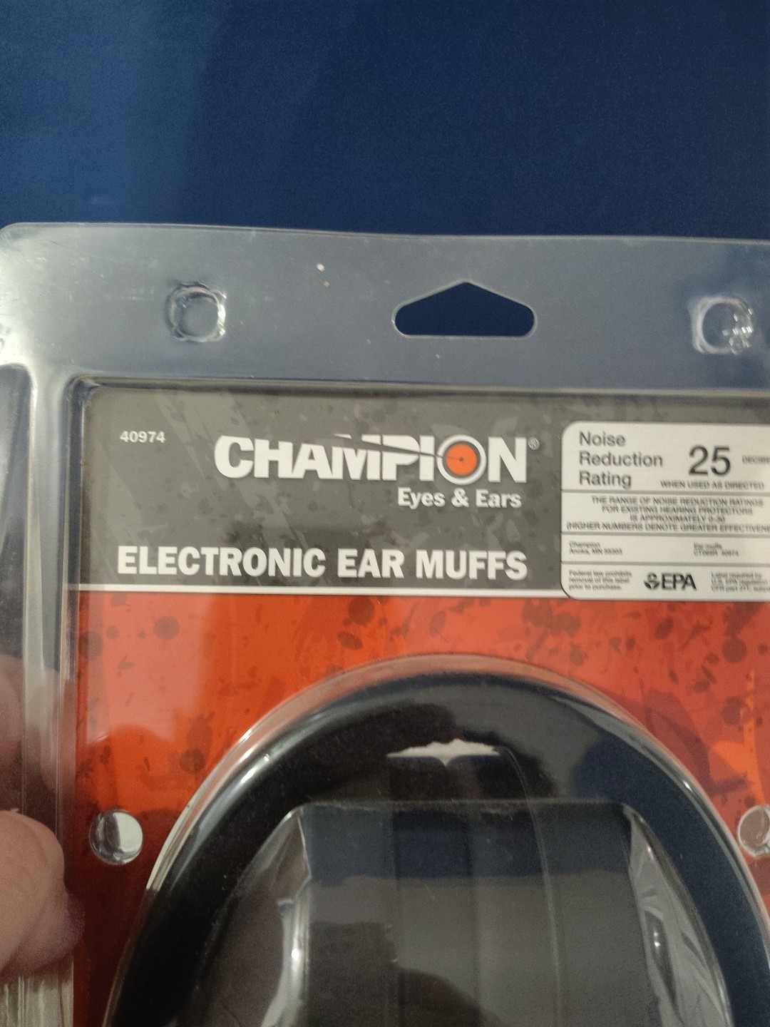 NEW! Champion #40974 Electronic Ear Muffs Black Noise Reduction Rating 25 DB