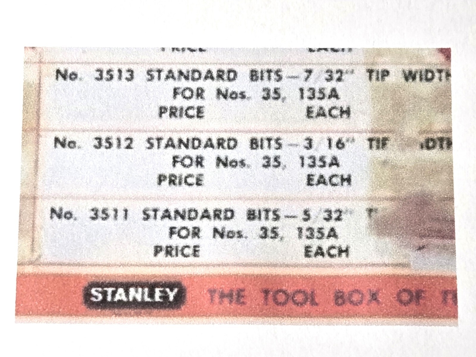 3 Stanley Yankee No. push drill Screwdriver FLAT Bits - 5/32" - 3/16" - 7/32"