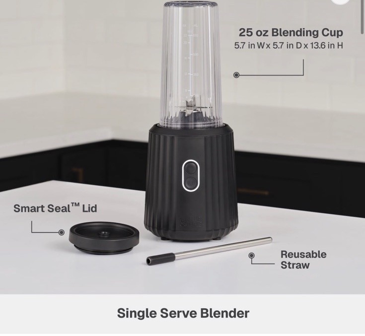 🔥Thyme & Table Single Blender 25oz Blend To-go Cup- Black New Open Box