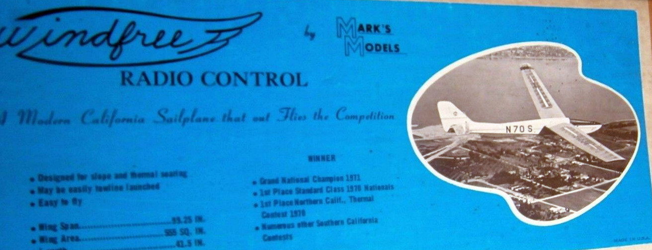 RCM WINDFREE PLAN + BUILDING ARTICLE for a 99" Wing Span RC Model Sailplane