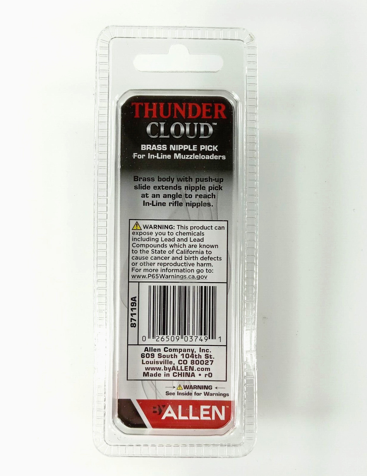 Allen Thunder Cloud Muzzleloader Brass Nipple Pick 87119A Hunting Shooting New
