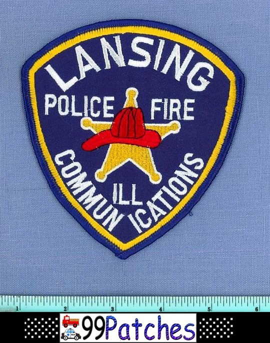 LANSING POLICE FIRE COMMUNICATIONS ILLINOIS Shoulder Patch RADIO 911 DISPATCH 4F