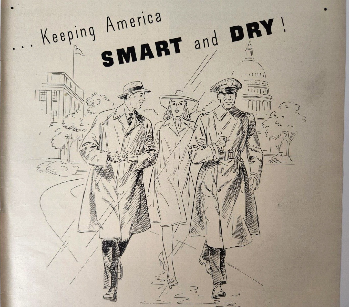 Alligator Rainwear Topcoat Vintage 1942 Clothing Ad Mens Fashion Military WWII
