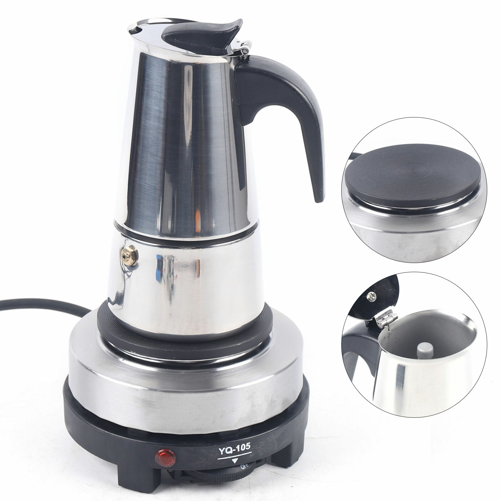 Moka Pot Espresso Coffee Maker Percolator Stovetop 4/6/9 Cups Stainless Steel