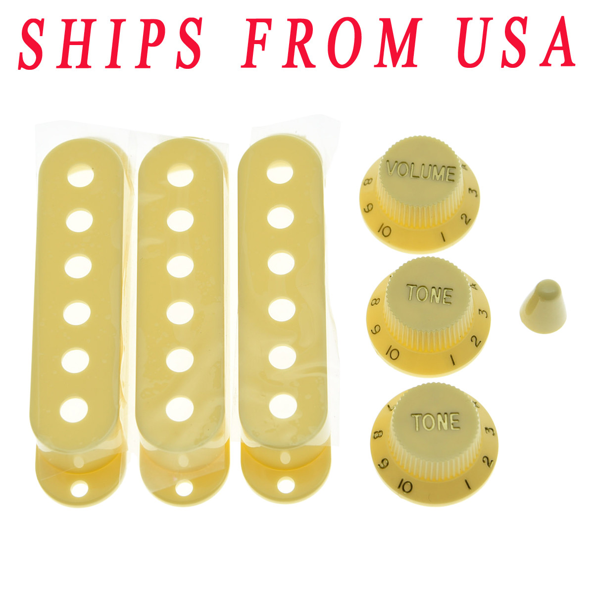 KAISH ST Pickup Covers ST Knobs Switch Tip Cream for Strat