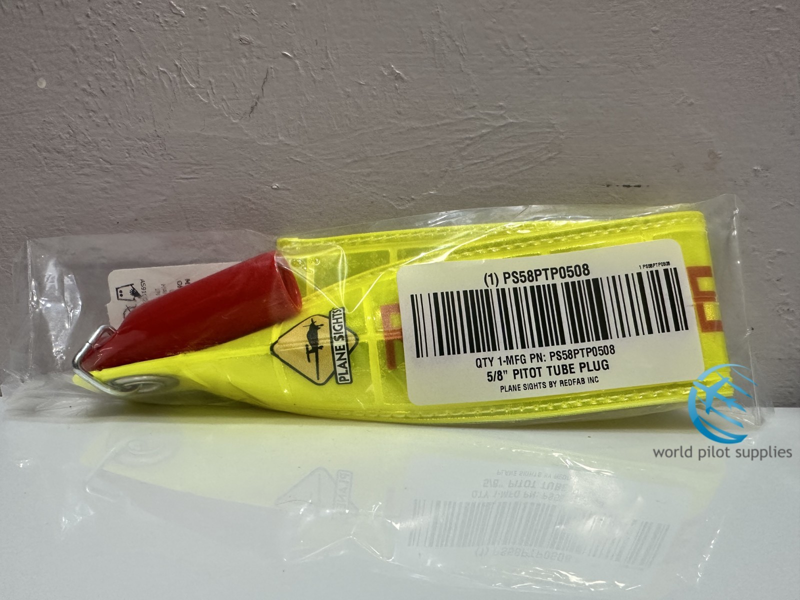 LARGE 5/8" PITOT TUBE PLUG by Plane Sights High Viz Reflective p/n PS58PTP0508