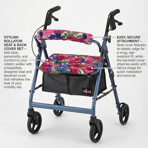 NOVA Rollator Walker Seat & Backrest Cover 1 Count (Pack of 1), Multicolor