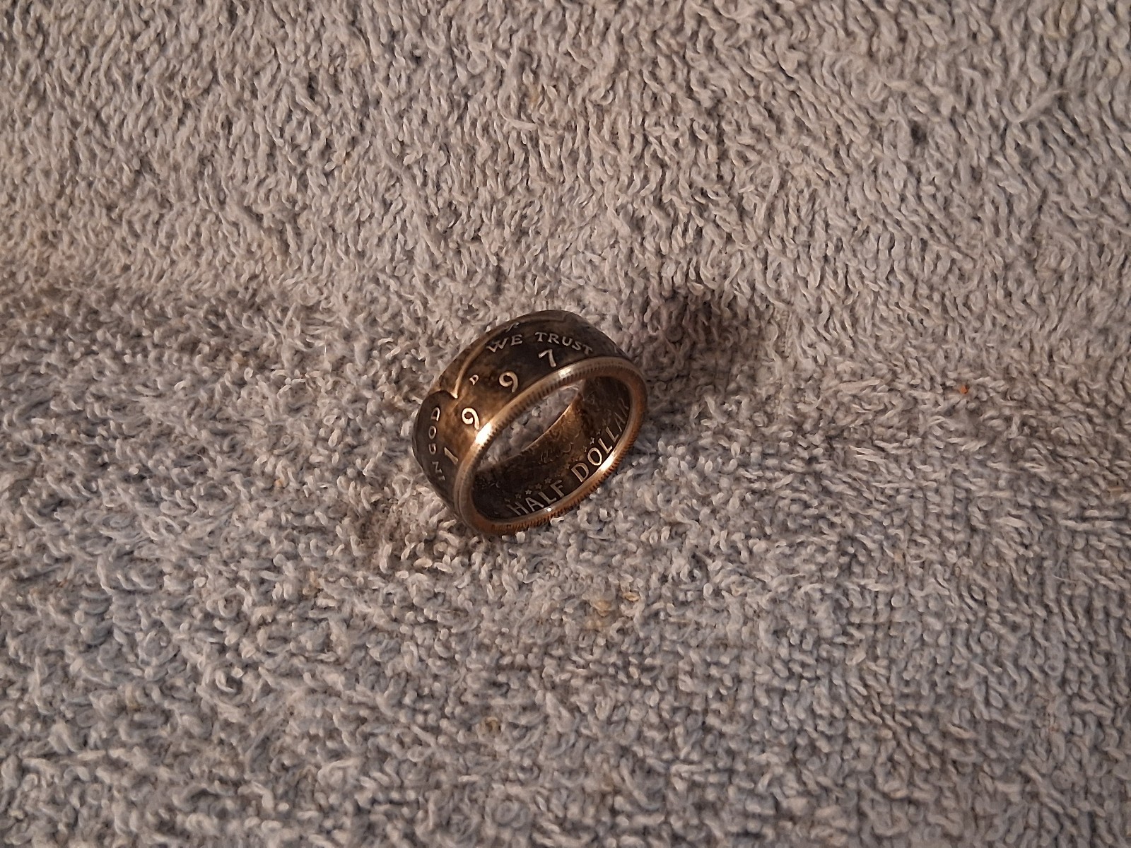 1997  Kennedy Half Dollars  size 10- 1/2  coin ring  handmade mixed metals