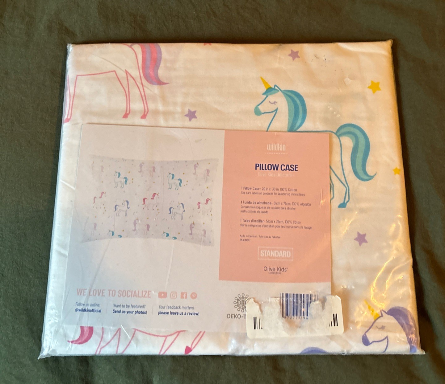 Wildkin standard pillow case Unicorn, 20x30. New Sealed