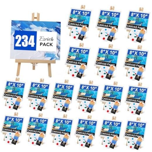 234 Pack Canvas with Easel Set 8 x 10 in Canvas Boards with 11.8 in 234PCS