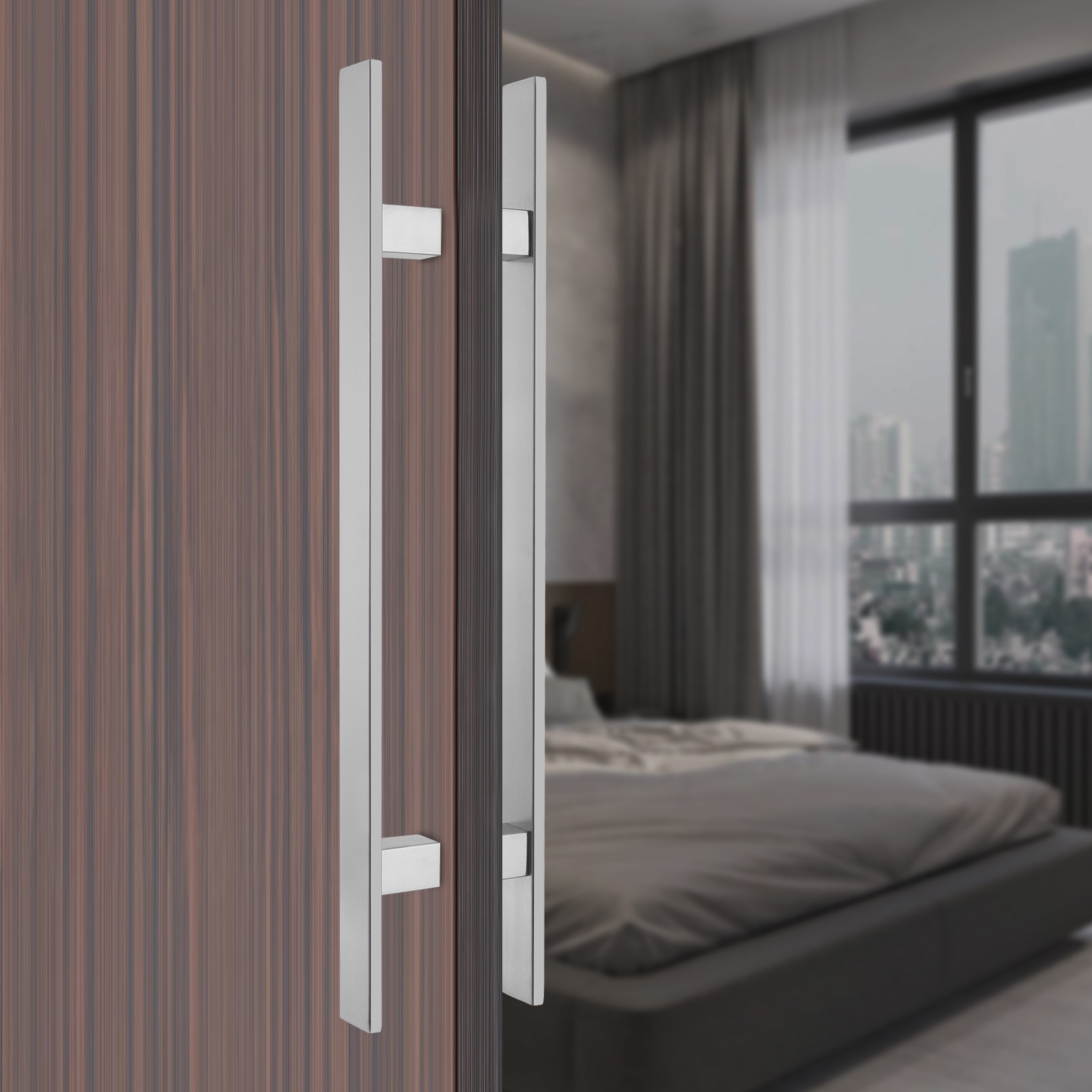 Stainless Steel Double Sided Push Pull Door Handle, H-shaped Door Pull Handle