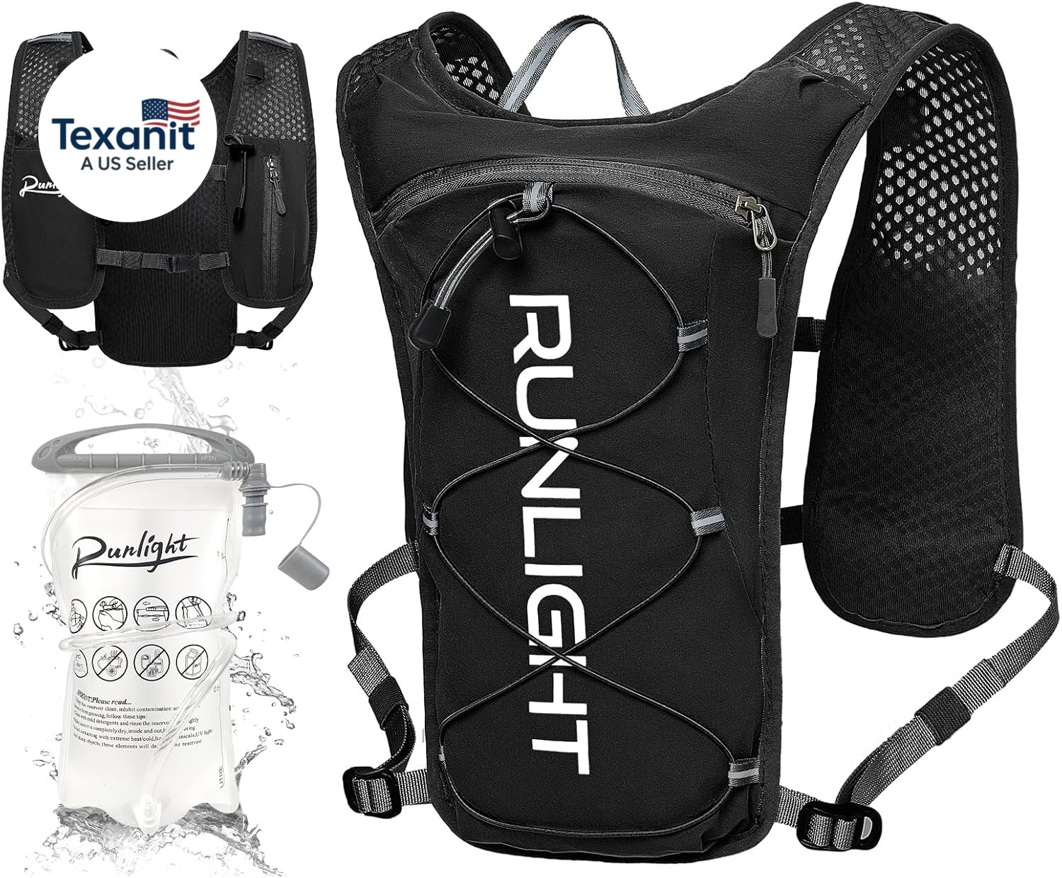 Running Vest for Women Men Lightweight Hydration Backpack Pack with 1.5L Water B