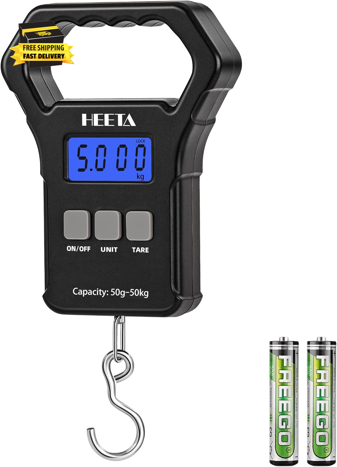 Fish Scale 110Lb50Kg Digital Portable Hanging Fishing Weight Scale with  G1N