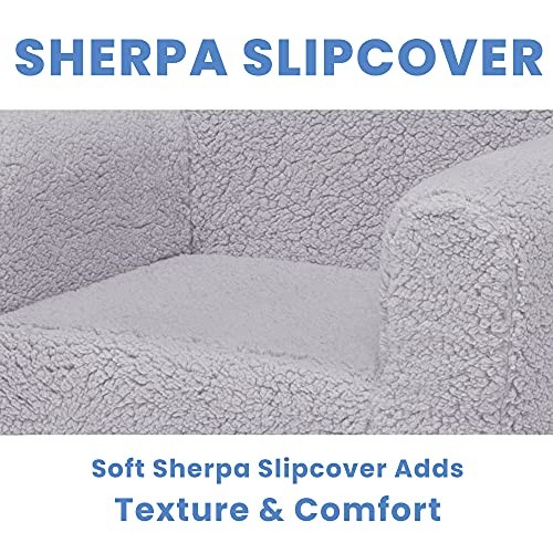 DELTA CHILDREN COZEE SHERPA CHAIR, READING, ARM REST|CUSHION AVAILABILITY - GRAY