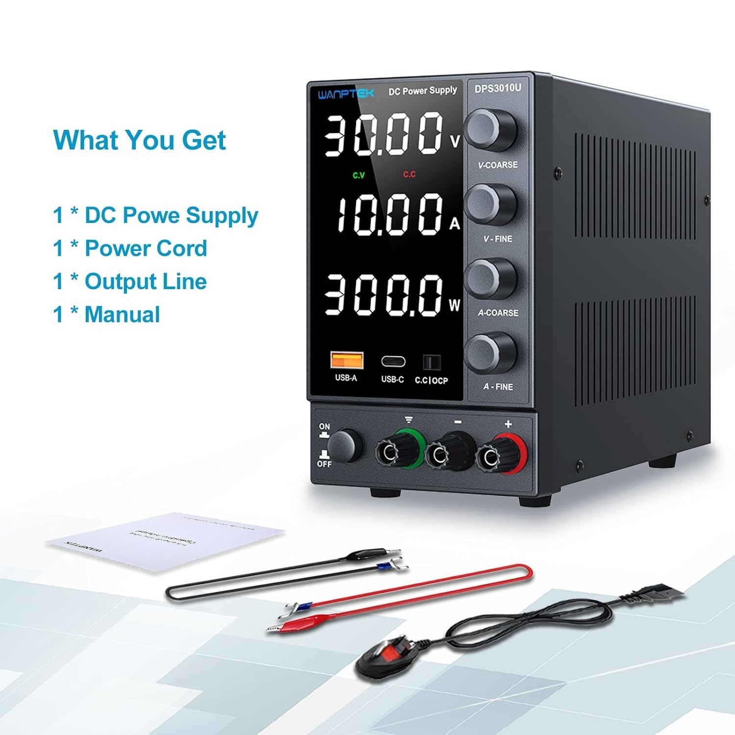 Versatile Variable DC Power Supply with USB & Type-C for Electronics Projects