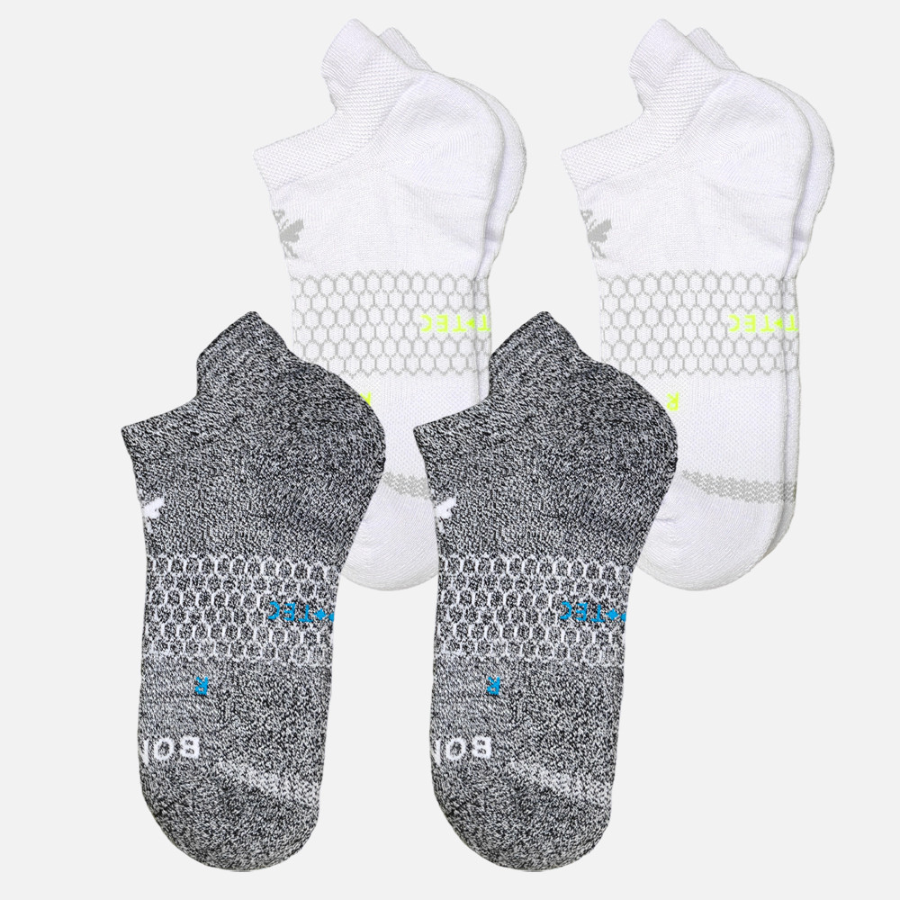 4 pairs BOMBAS Men's honeycomb Cushion Ankle Socks Size Large 2 Colors Mix