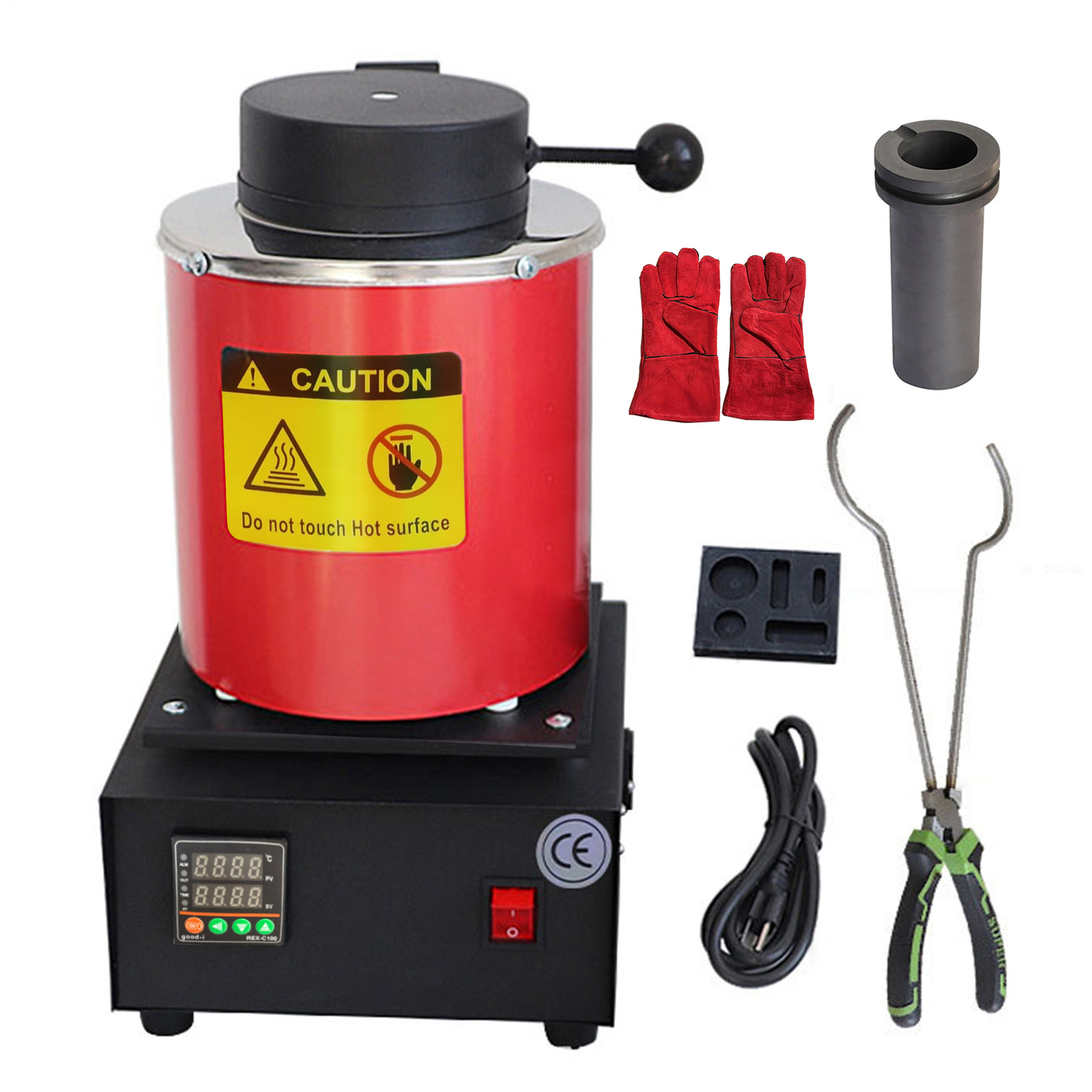 1500W 3KG Digital Black Melting Furnace Kit 2100°F with Graphite Crucible 110V