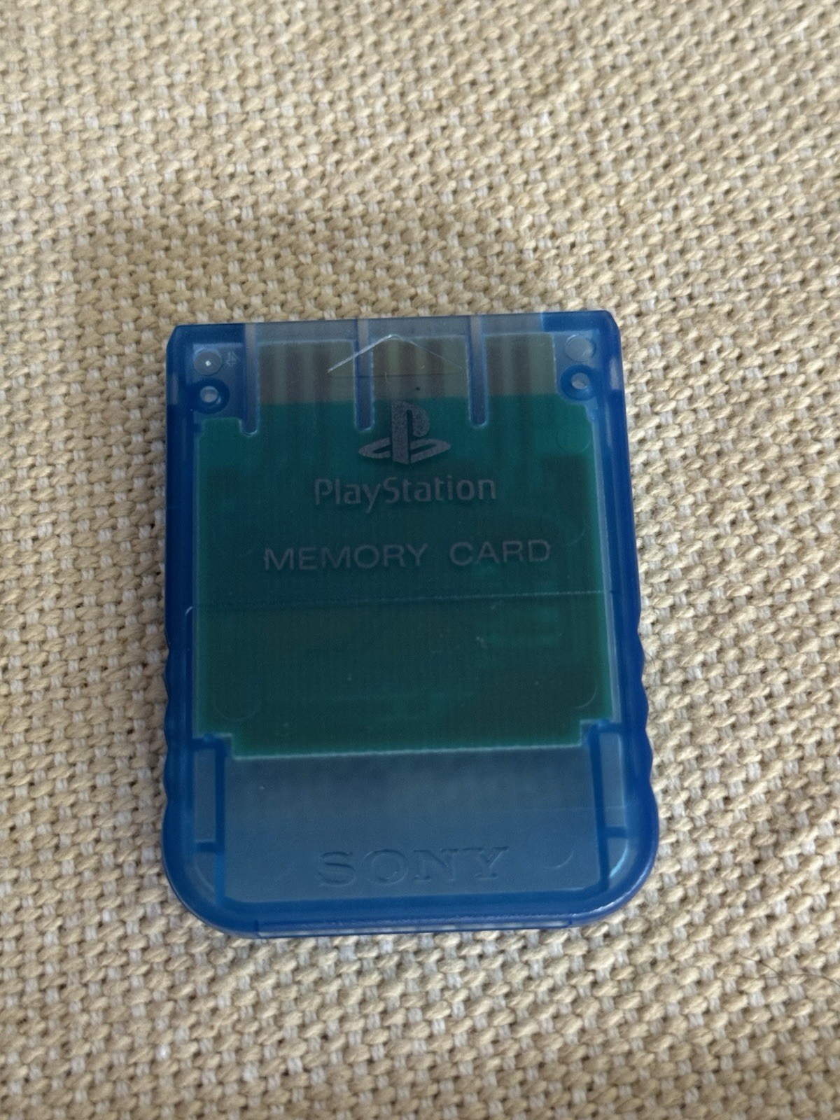 PS1 Memory Card Clear Blue OEM Sony Playstation TESTED & WORKING