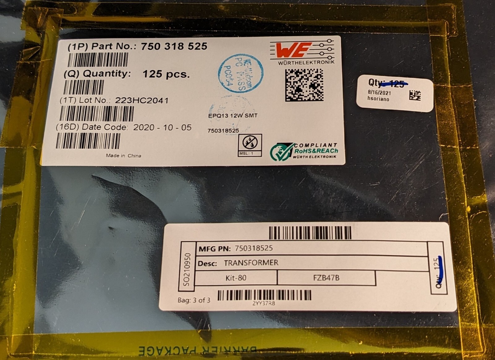 36x 750318525 - Würth Elektronik XFMR FLYBCK DC/DC CONV 4.16UH SM