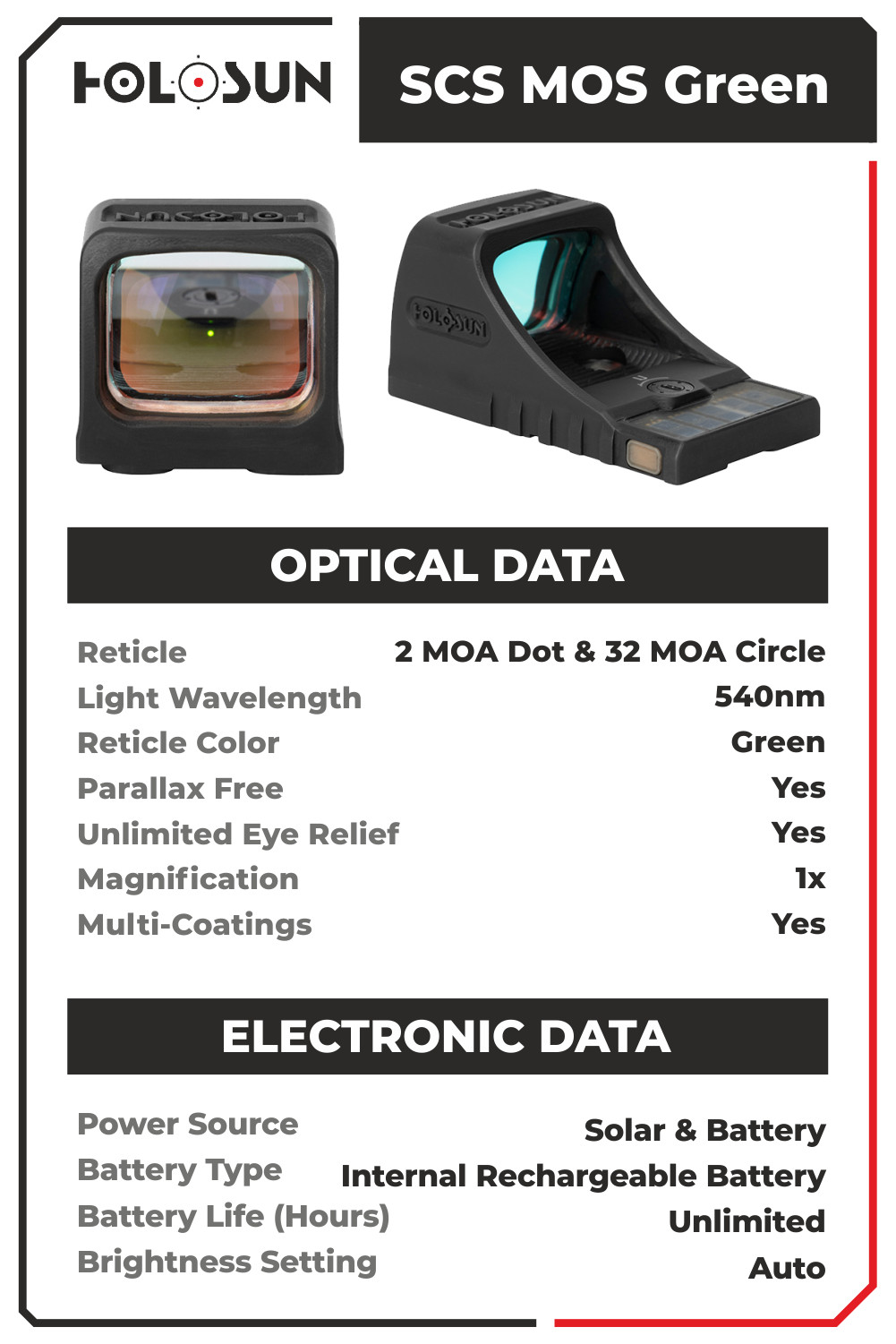 Holosun SCS-M-GR Green Multi-Reticle Reflex Sight