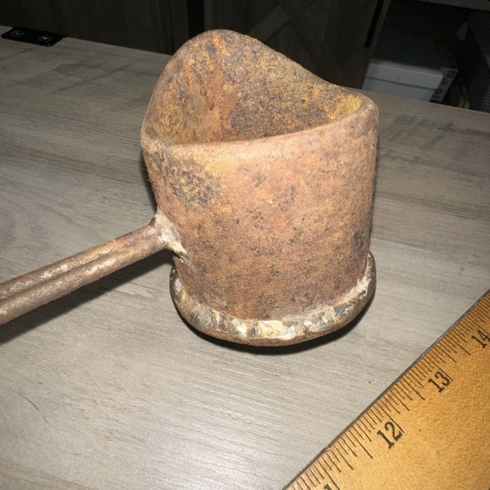 Antique Cast Iron Smelting Ladle Double Single Rustic Hand Made!