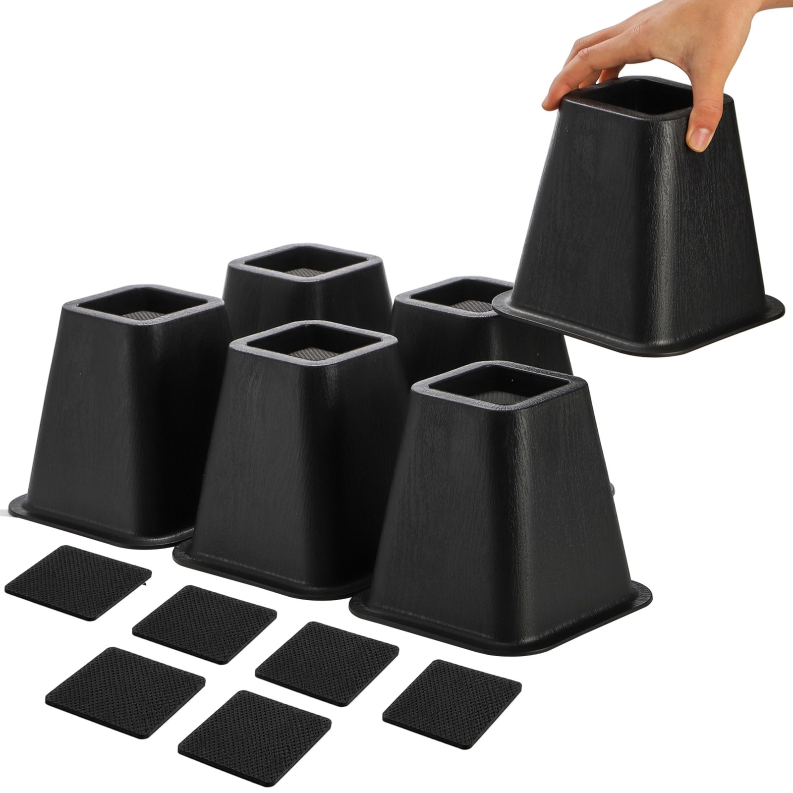 6 Pack Large Bed Furniture Risers, 6 inch Heavy Duty Couch Lift Risers for So...