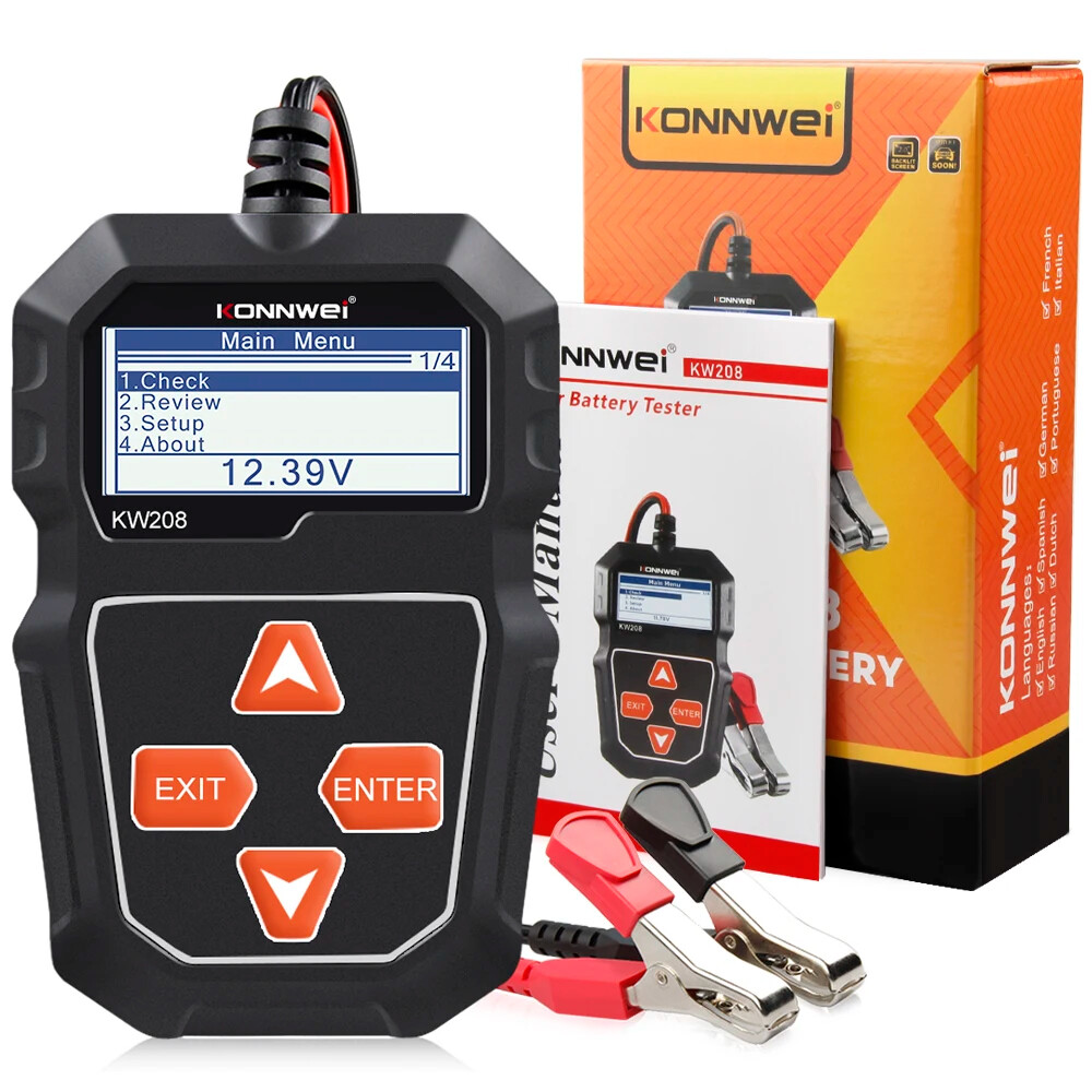 KONNWEI KW208 12V Car Battery Tester Load Battery Health Cranking Charging Test