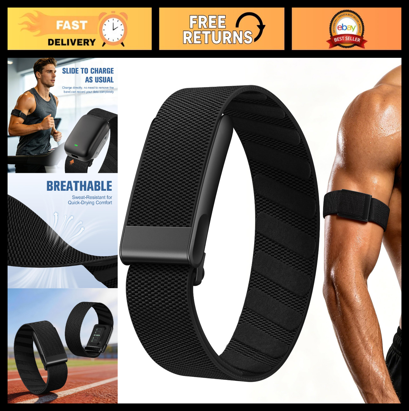 Adjustable Nylon Bicep Band for Whoop 5.0 - Breathable Elastic Replacement Strap