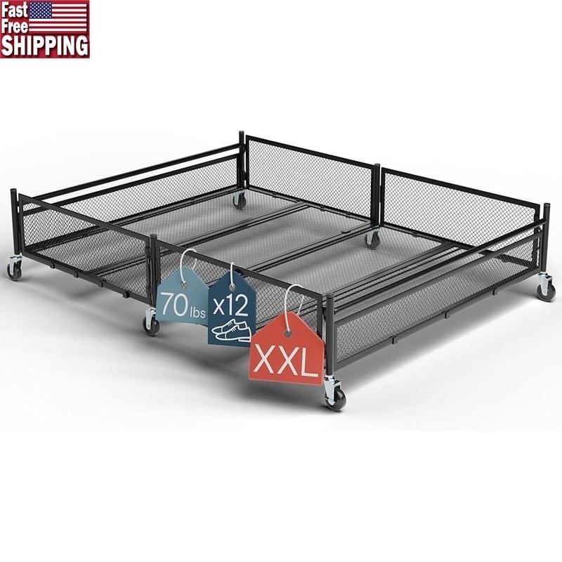 XXL Storage Bin Heavy Duty Frame W/ Wheels Versatile Organization Solution New