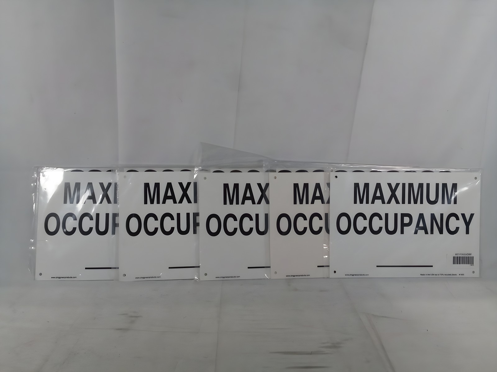 Maximum Occupancy Sign 10 x 14 inches White Lot of 5