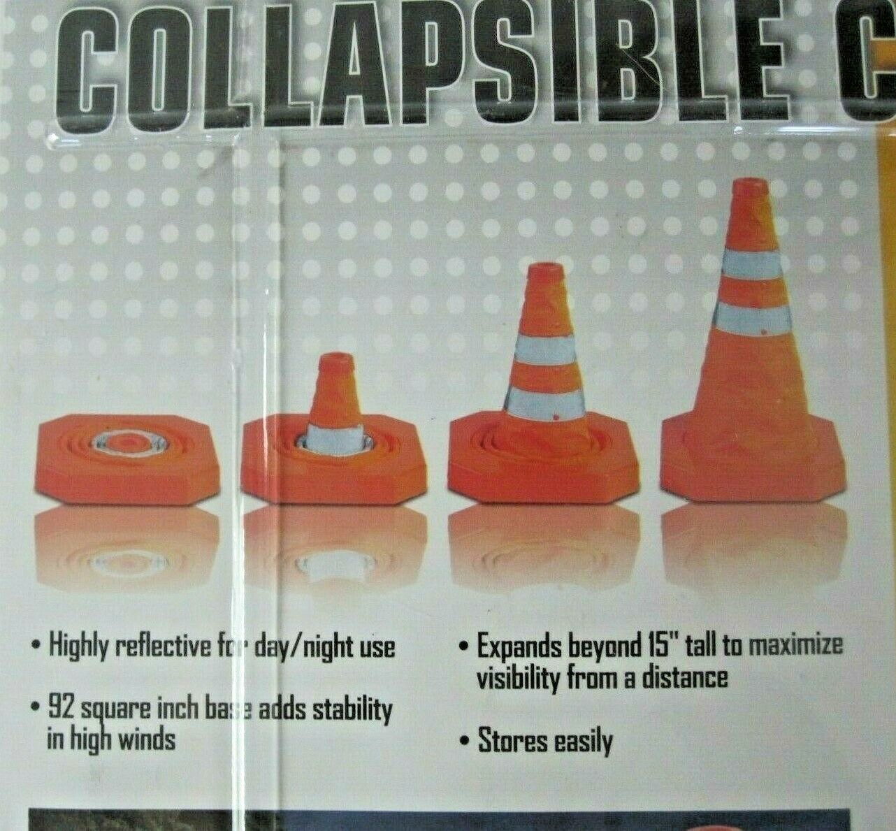 Justin Case Collapsible Traffic Cone 15" For Roadside Emergencies WMSS04 New