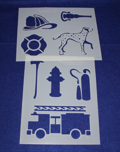 2 -Mylar 14 Mil Fire Department Stencils  Painting/Crafts/Stencil/Template