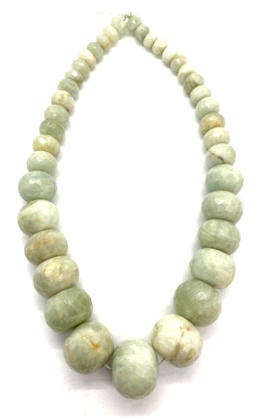 Natural Green Aquamarine GRADUATED FACETED RONDELLE Ready To Be Made