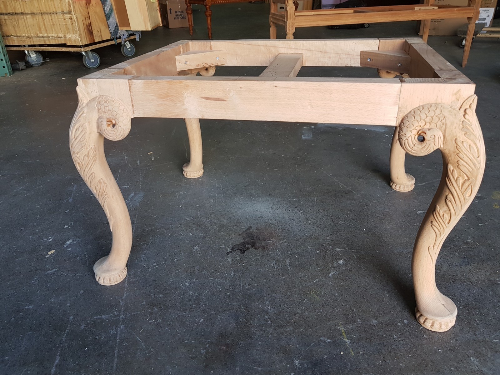 CARVING RAW WOOD BENCH FRAME ONLY NEW