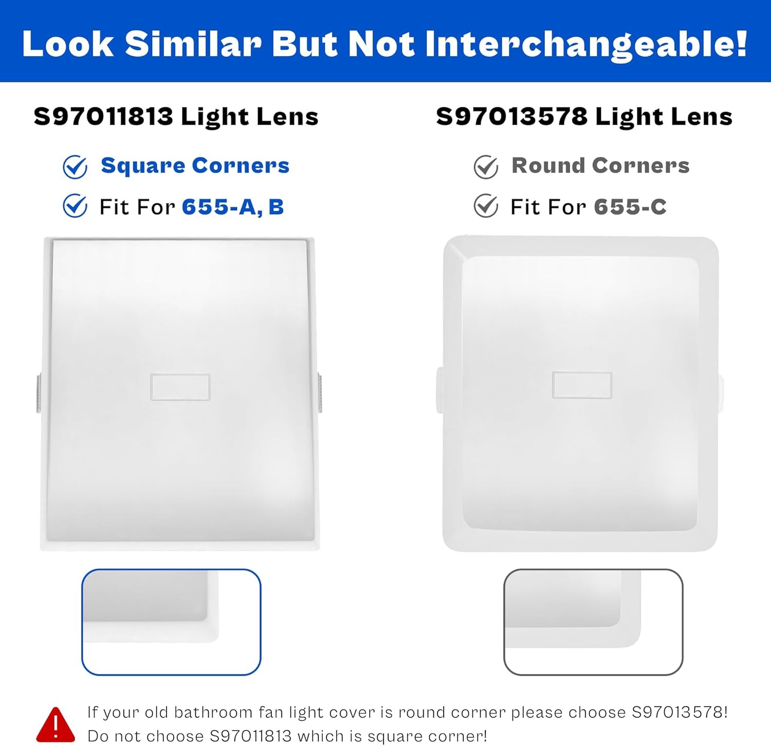 prime&swift S97011813 Light Lens fit for Broan,Bathroom 7" x 7-7/8", White