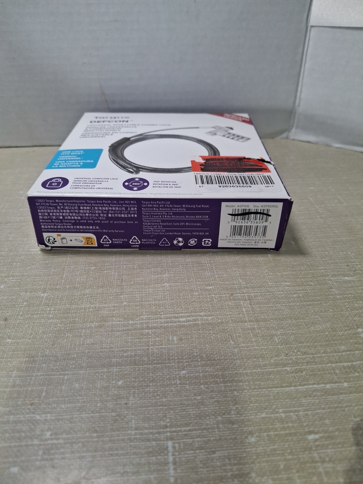 Targus DEFCON Ultimate Resettable Combo Combination Lock ASP96RGL