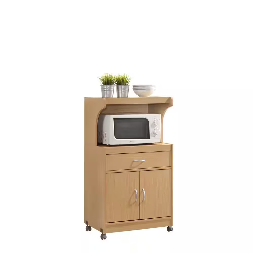 Beech Microwave Cart with Storage