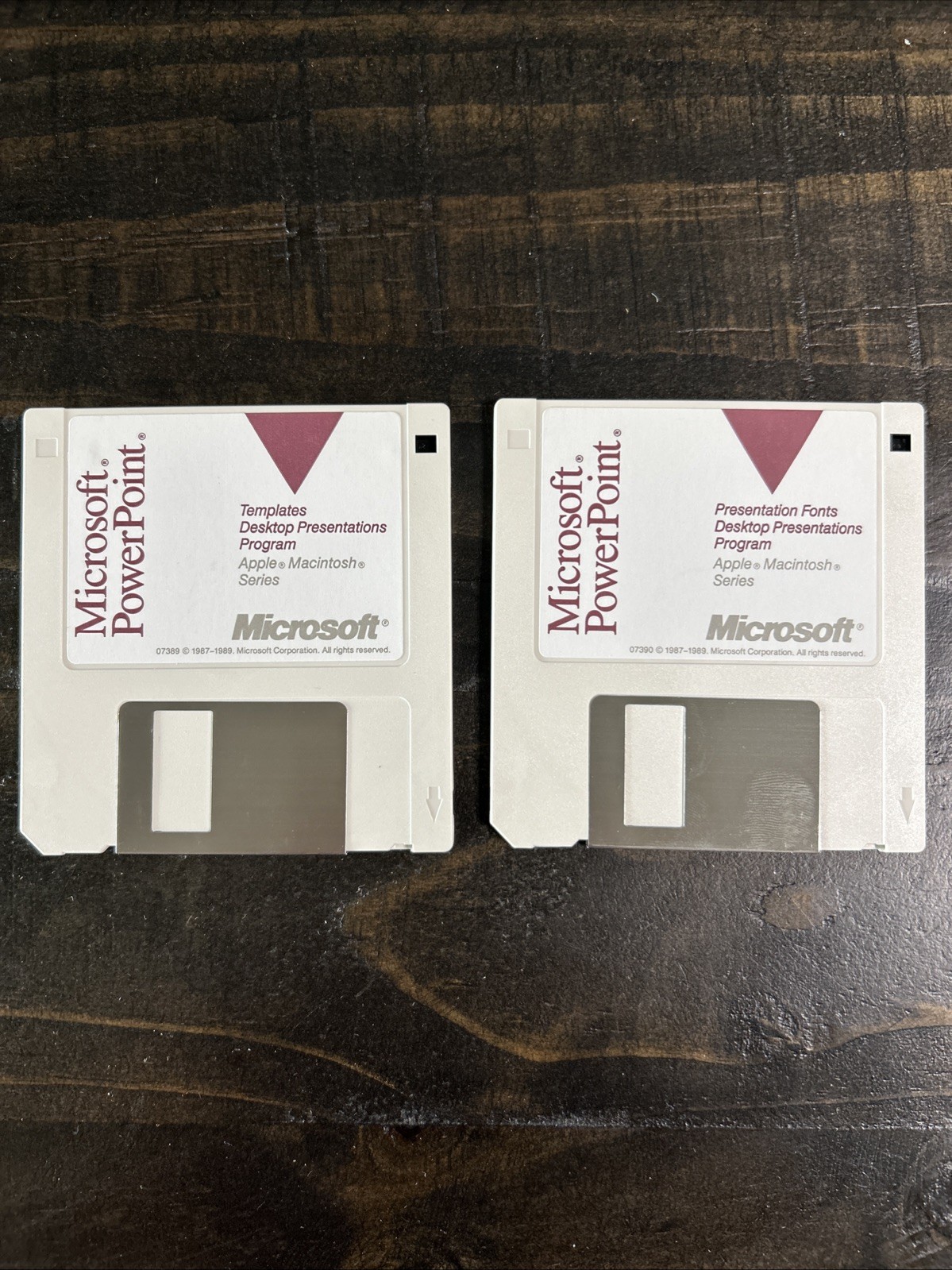 PowerPoint Fonts/Templates 1987–1989 – Apple Macintosh – 3.5" Floppy Disk Set