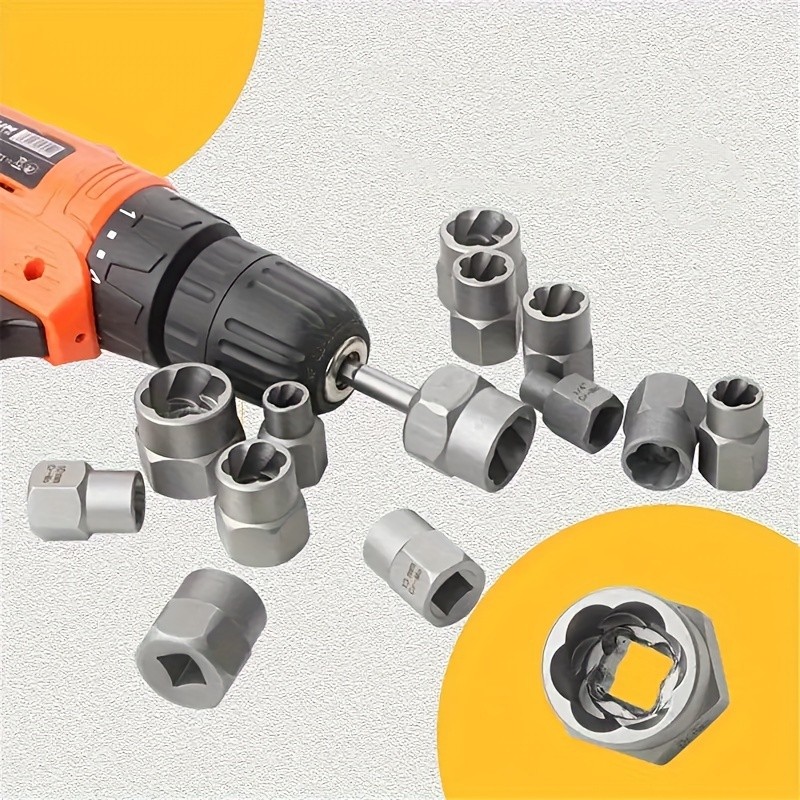 Impact Nut & Bolt Remover Set 3/8" Bolt Extractor Tool Socket Kit With Case 14pc