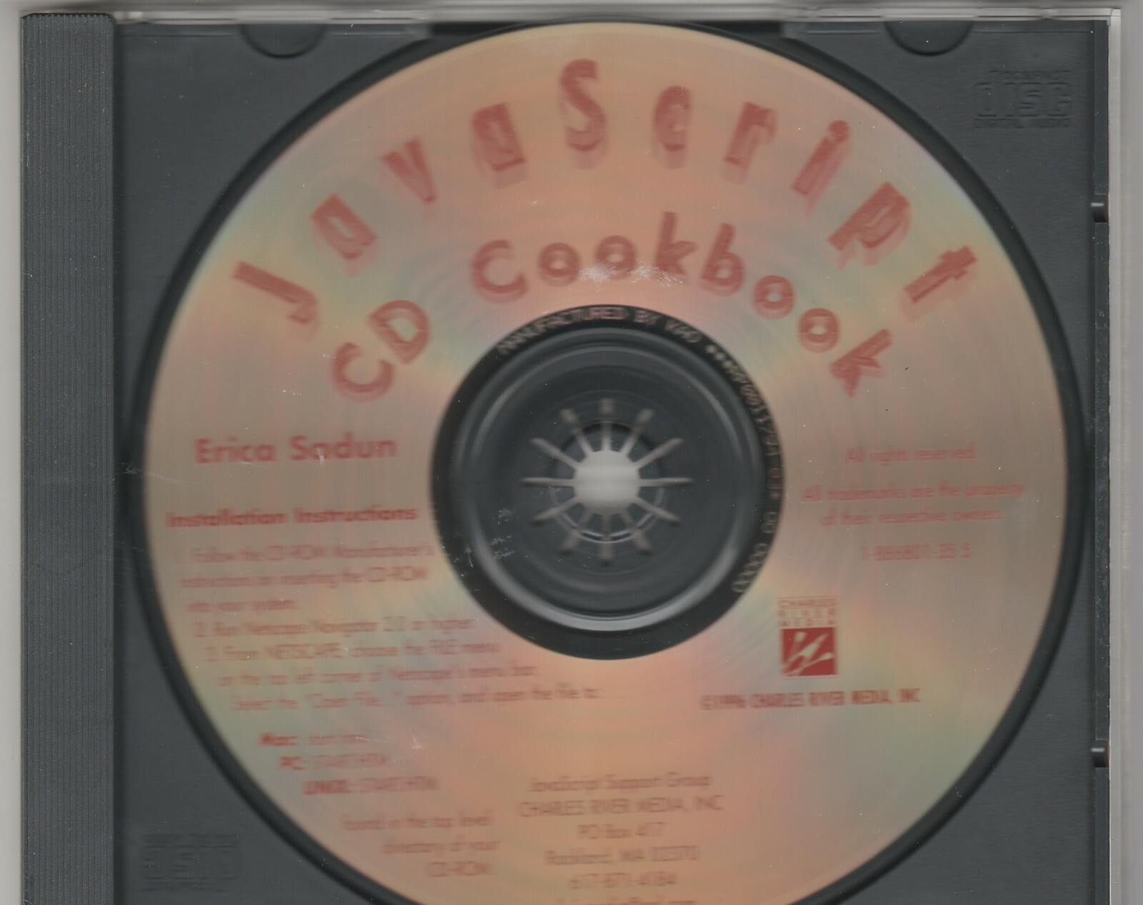 JavaScript CD Cookbook Erica Sadun by Charles River Media 1995 ~ CD-ROM