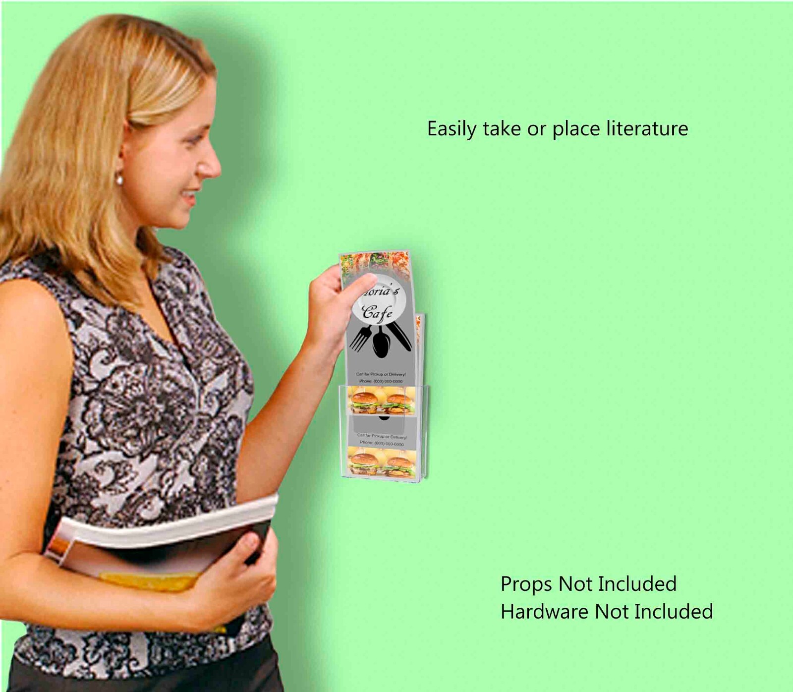 4"W Trifold Brochure Holder Countertop or Wall Mount Display