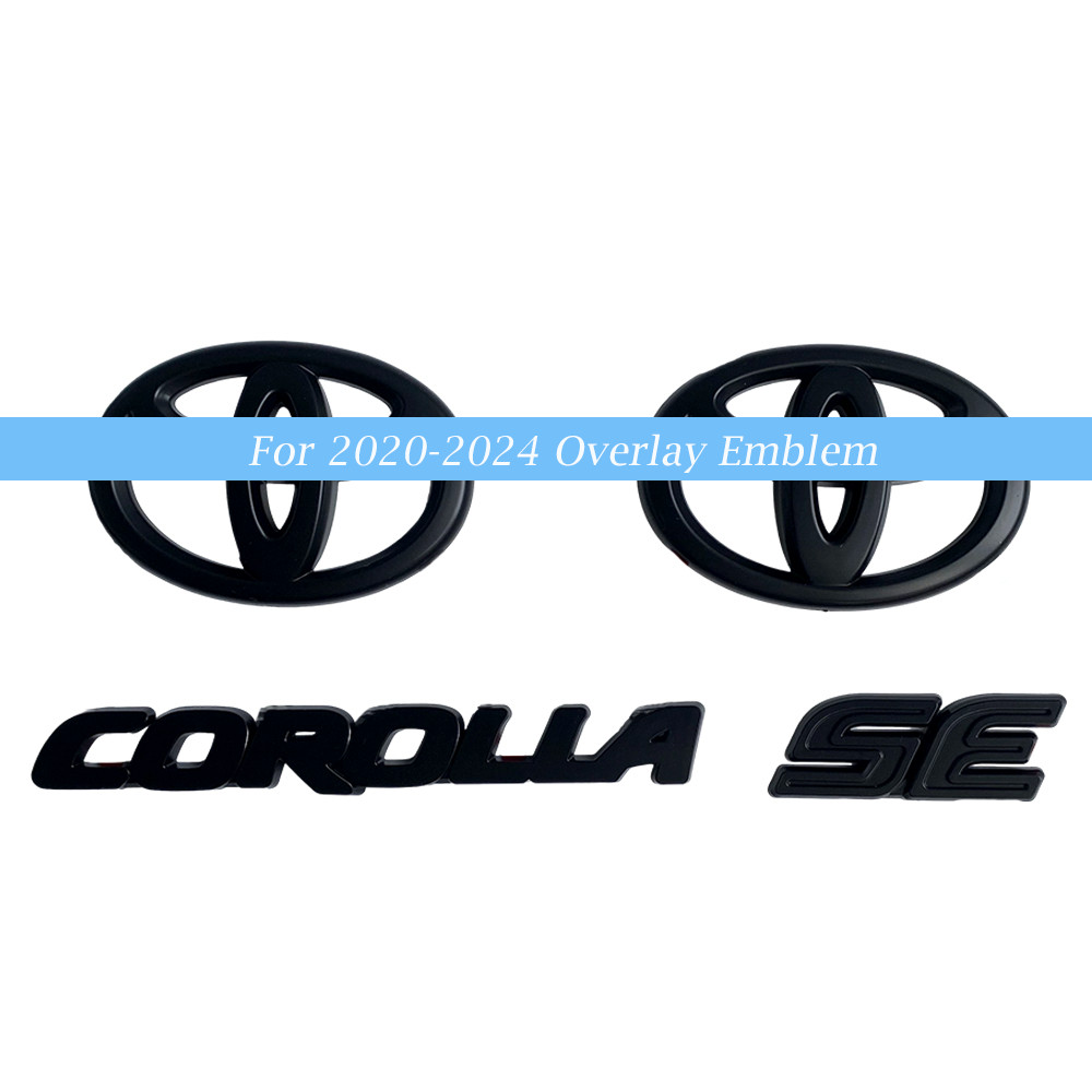 For Corolla SE 2020-25 Front & Rear Blackout Overlay 3D Emblems Badges Nameplate