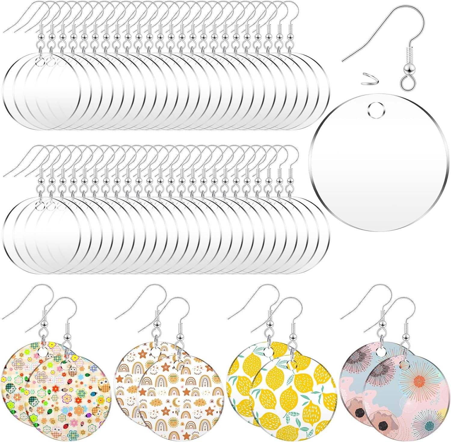 168 Pieces Acrylic Earrings Blanks DIY Earrings Making Kit Includes Transpare...