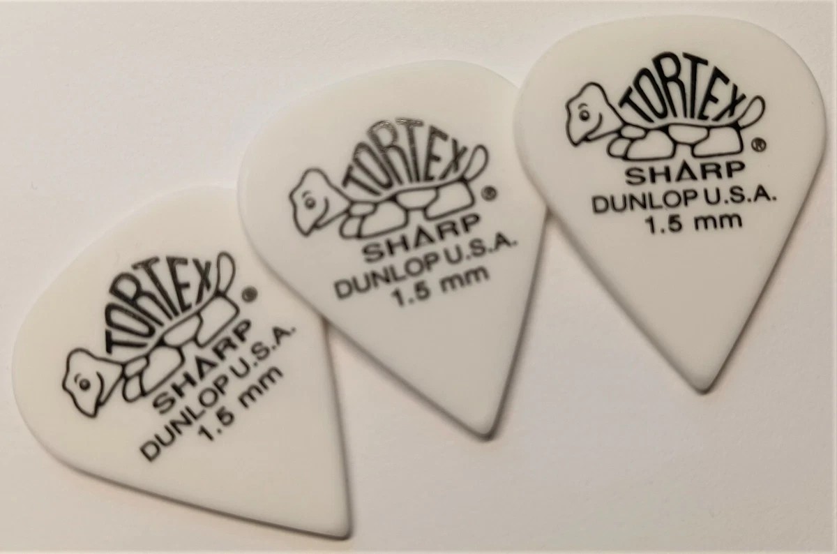 Dunlop Tortex Sharp Guitar Picks 412 White 1.5 mm 3 Pack