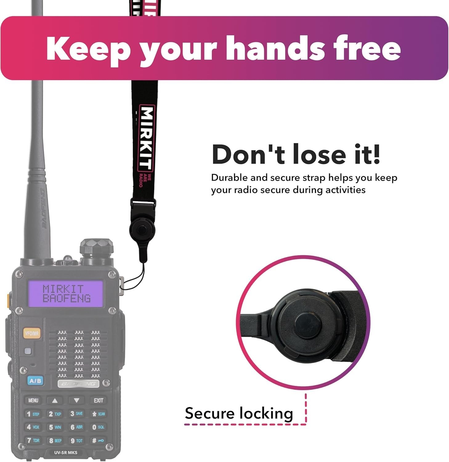 Versatile Waterproof Lanyard for Active Use - Ideal for Ham Radios & Outdoors